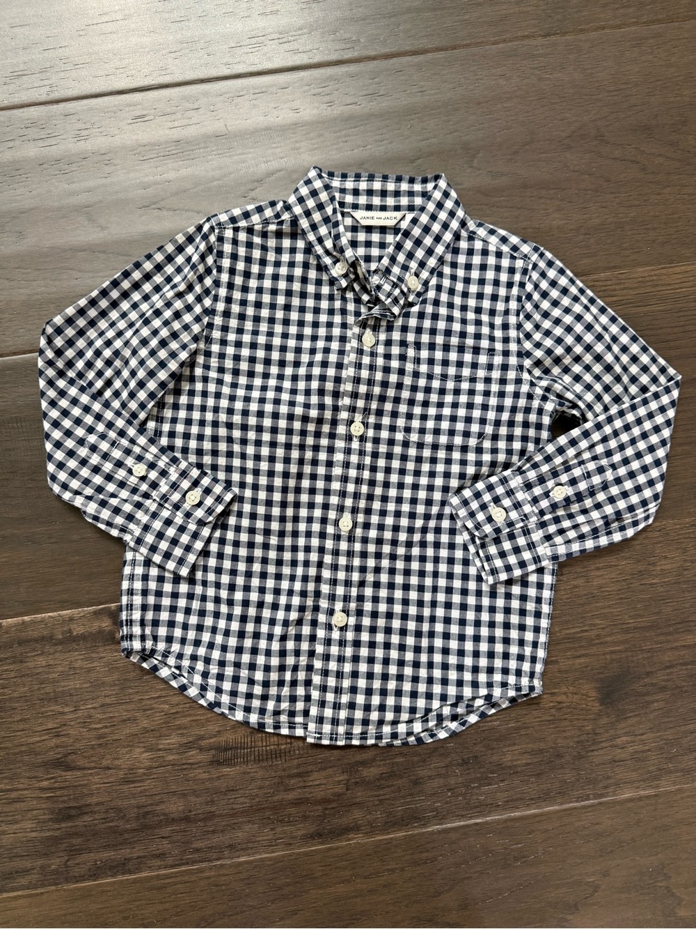 Janie and Jack 2T Classic Navy Gingham Button-Down Shirt
